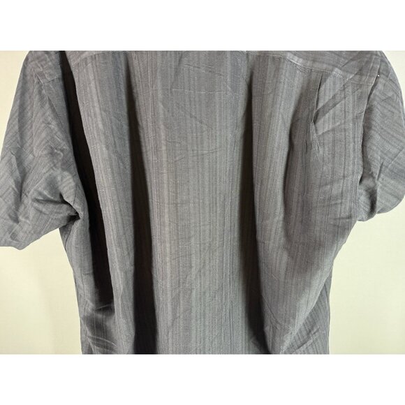 Van Heusen Short Sleeve Button Up Shirt, Black/Charcoal, Men's Size XXL - Picture 8 of 10